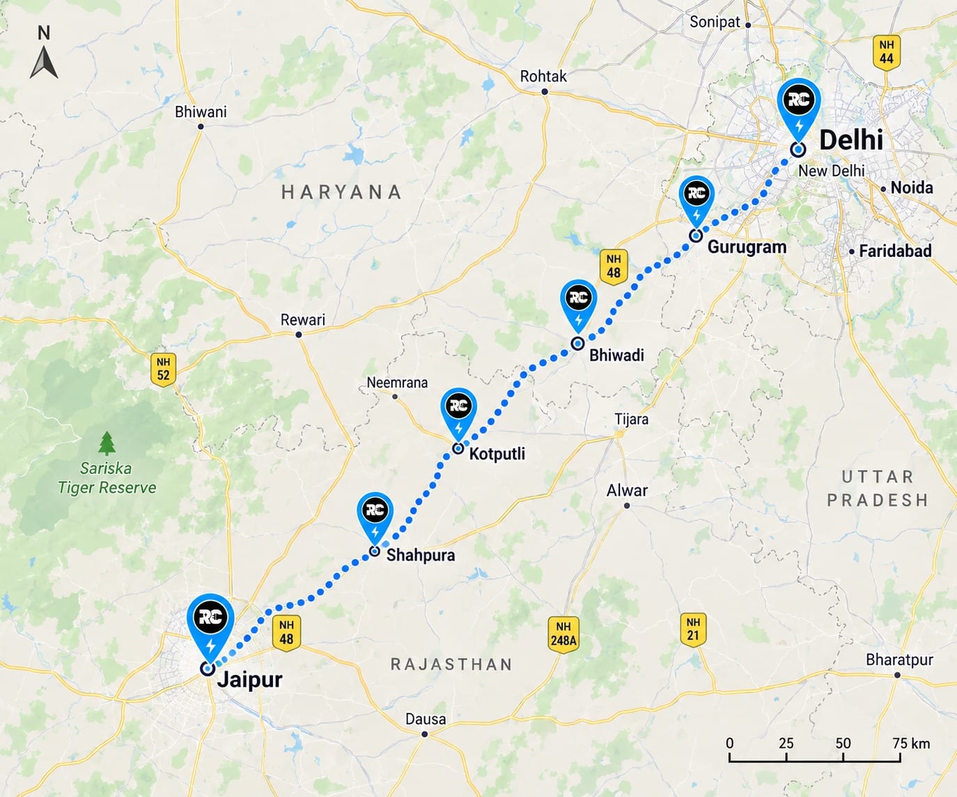 Reliable Charge app route planning preview